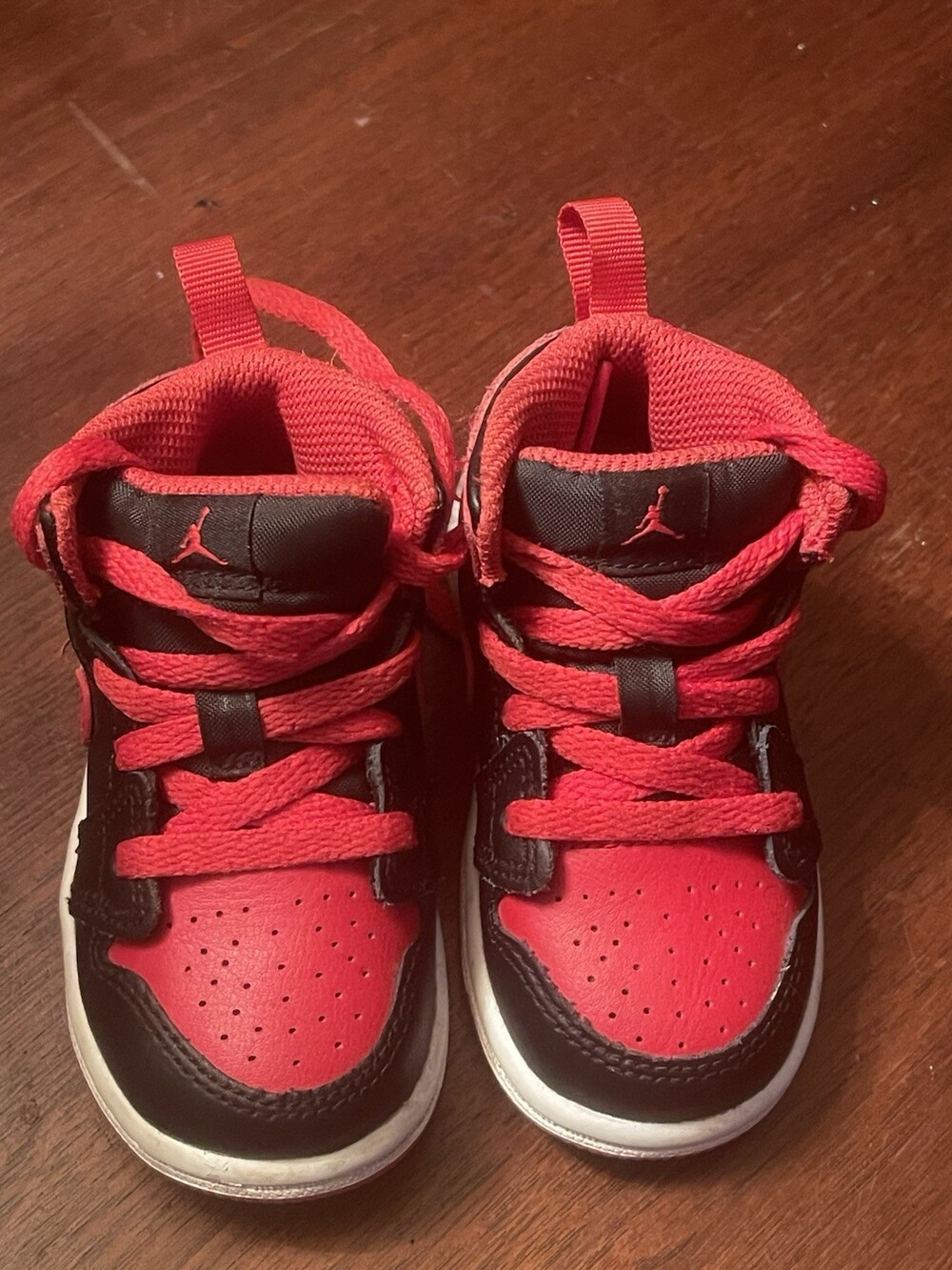 Nike Jordan 1 DQ8425-060 Mid Red Black Lace-Up Sneaker Shoes Kid's Youth US 5C